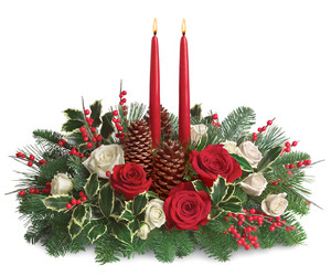 WINTER HOLIDAY CENTERPIECE from Lewis Florist in Grayslake, IL 