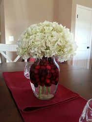 Cranberries and Hydrangeas from Lewis Florist in Grayslake, IL 