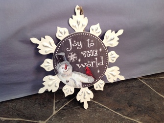 Joy To The World Metal Snowflake Plaque from Lewis Florist in Grayslake, IL 