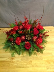 Classic Round Red Centerpiece from Lewis Florist in Grayslake, IL 