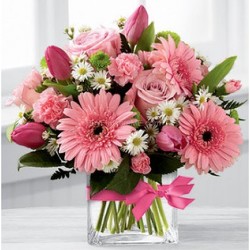 Classy Pinks and Greens from Lewis Florist in Grayslake, IL 