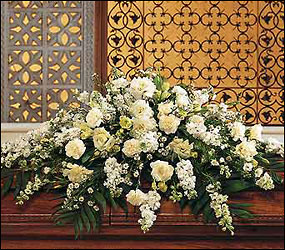 Pure White Casket Spray from Lewis Florist in Grayslake, IL 