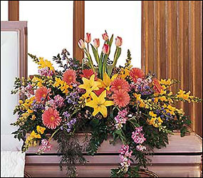 Blooming Glory Casket Spray from Lewis Florist in Grayslake, IL 