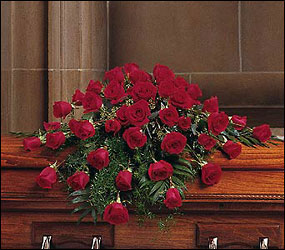 Blooming Red Roses Casket Spray from Lewis Florist in Grayslake, IL 