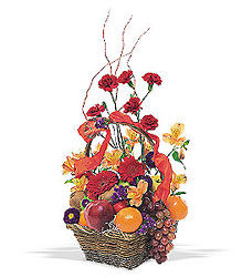 Fruits and Flowers Basket from Lewis Florist in Grayslake, IL 