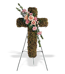 Pink Bouquet Cross from Lewis Florist in Grayslake, IL 