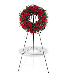 Red Regards Wreath from Lewis Florist in Grayslake, IL 