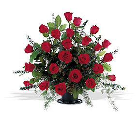 Blooming Red Roses Basket from Lewis Florist in Grayslake, IL 