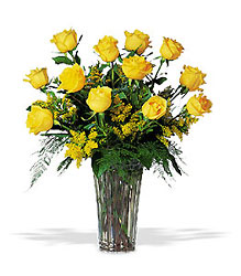 A Dozen Yellow Roses from Lewis Florist in Grayslake, IL 