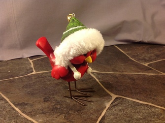 Cardinal in Green Santa Hat  from Lewis Florist in Grayslake, IL 