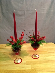Holiday Stemmed Crackle Glass Candle Holders from Lewis Florist in Grayslake, IL 