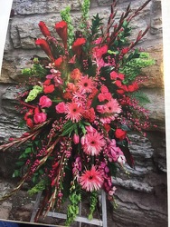 Red, Hot Pink, and Pink Easel Spray from Lewis Florist in Grayslake, IL 