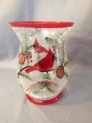Large Crackle Cardinal Glass Vase from Lewis Florist in Grayslake, IL 