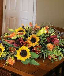 Festive Centerpiece from Lewis Florist in Grayslake, IL 