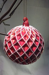Frosted Diamond Pattern Glass Ornament from Lewis Florist in Grayslake, IL 
