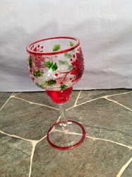 Holiday stemmed crackle Glass Goblet from Lewis Florist in Grayslake, IL 