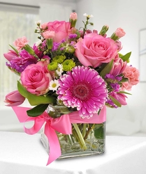 Shades of Pinks, Purples & Lime from Lewis Florist in Grayslake, IL 