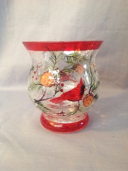 Medium Crackel Glass Cardinal Vase from Lewis Florist in Grayslake, IL 