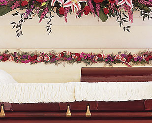 Hinge Spray Inside Casket from Lewis Florist in Grayslake, IL 