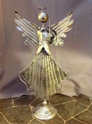 Silver Tin Angel with Violin from Lewis Florist in Grayslake, IL 