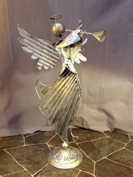 Tin Angel with trumpet from Lewis Florist in Grayslake, IL 